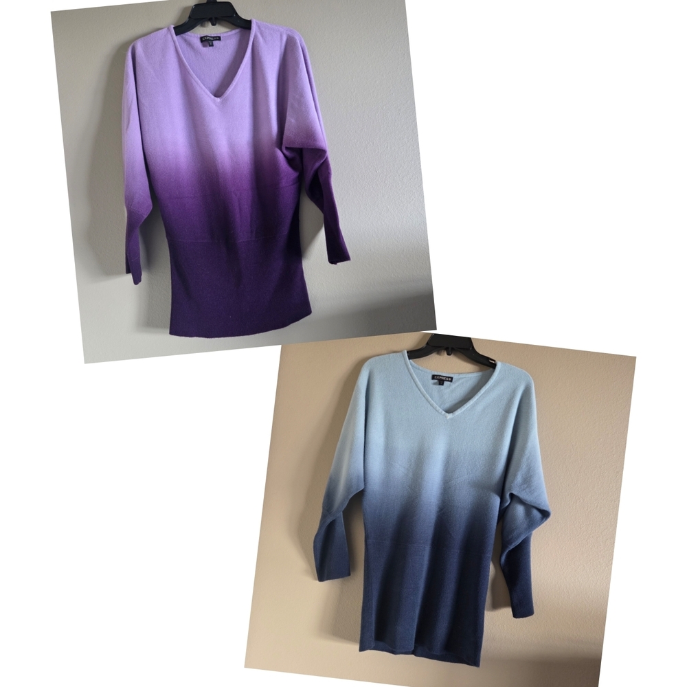 Express V-Neck Sweater - Purple and Blue Gradient